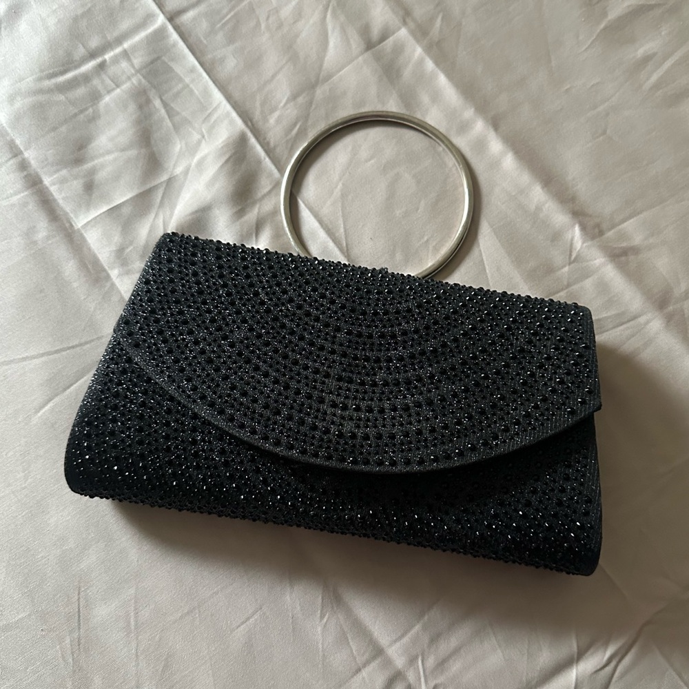 DSW Black Beaded Clutch